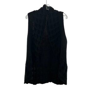 FANG Sleeveless Cardigan Women's Size Small Black Knit Open Front